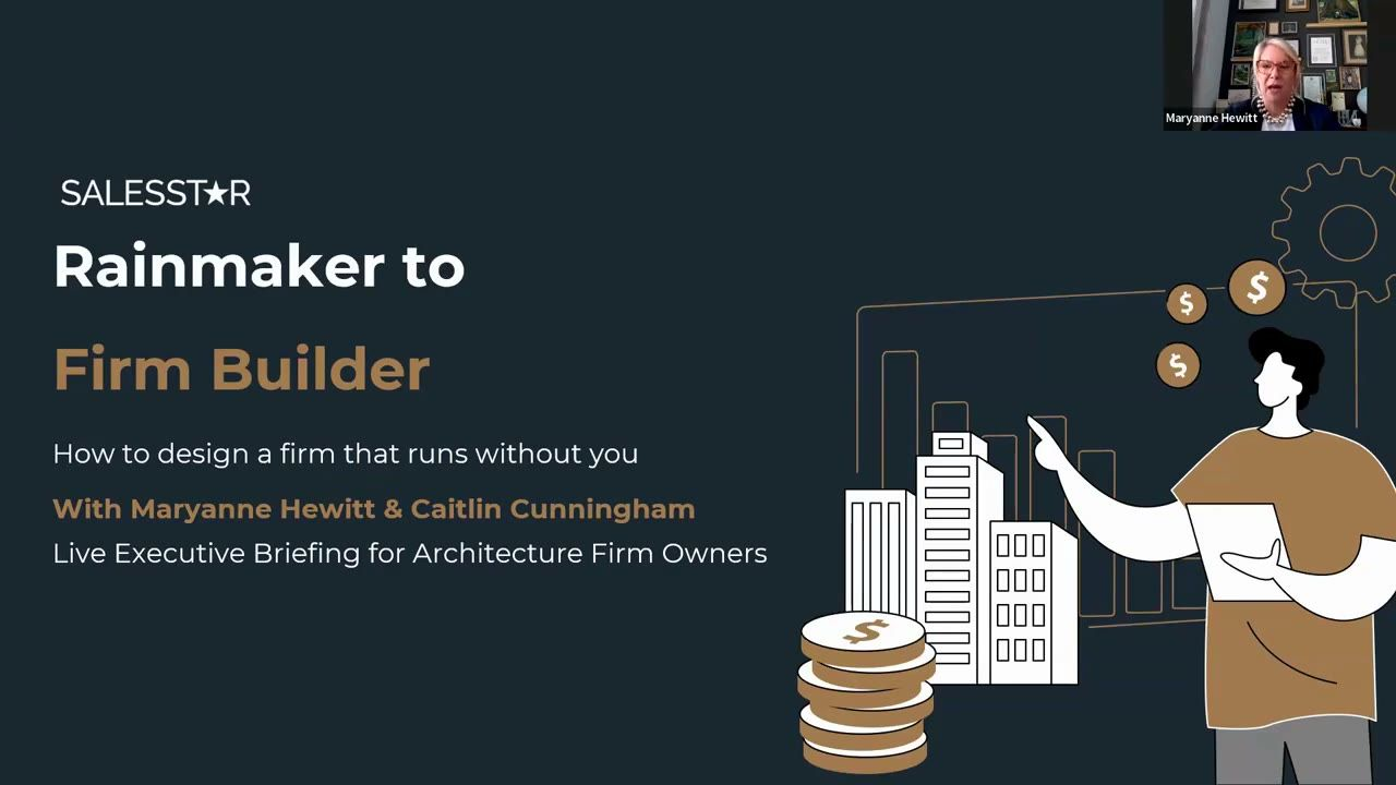 Two SalesStar coaches presenting to architecture firm owners on reducing owner dependency